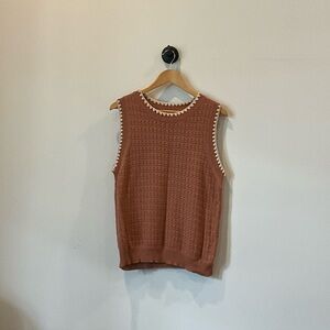Staccato Rust Knit Sleeveless Shell with Cream Trim